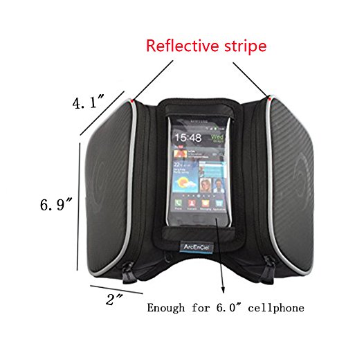 Bicycle Handlebar Phone Bag - Bilateral Bundle Waterproof Bike Storage Bag Saddle Bag on The Front Beam Mobile Phone Holder ≤ 5.7" Screen By Kolodo