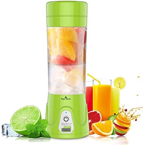Portable Juicer/Electric Blender/USB Rechargeable Mini Juicer Cup, Household Fruit Mixer for Juice, Shake and Smoothies, for Travel, Outdoor, 380ml (Green)