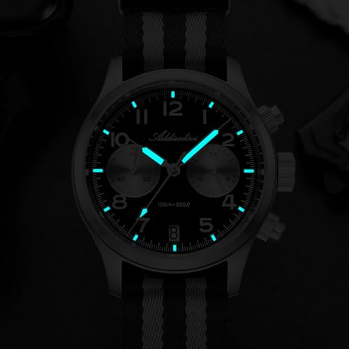 ADDIESDIVE 39 MM Chronograph Watch Panda Dial Quartz VK64 Movement Synthetic Sapphire Super Lume 100 M Mens Waterproof Watches Comfortable Nylon Strap