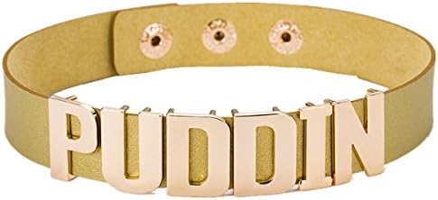 Smilecoco Women Girls Adjustable Belt Golden Puddin Choker Punk Cosplay Necklace (Buttons Design, Golden)