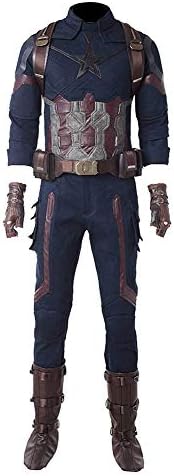 Superhero Captain Soldier Costume Deluxe Halloween Cosplay Full Set PU Suit