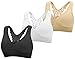 3-Pack Butterfly Lace Back Women's Seamless & Wirefree Comfort Bra with Removable Pads, by Pretty Seamless (XX-Large, Black, White and Nude)