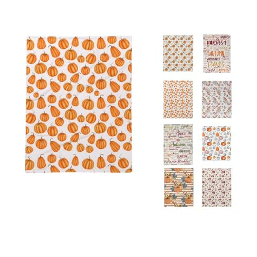Fall Throw Blanket, Plush Pumpkin Maple Leaf Print Blankets For Halloween Thanksgiving, Cosy Autumn Bedding, Warm Gifts for Woman Man, Festival Home Decor Throws for Couch Chair Sofa Bed Car (A)