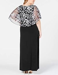 Vestido maxi bordado Capelet de talla grande para mujer Jhichic Vestido de noche de encaje de malla Elegante