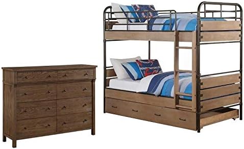 Amazon Com Set Of 2 Twin Over Twin Bunk Bed And 8 Drawer Dresser
