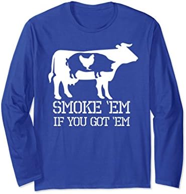 Unisex Funny BBQ Grilling Pitmaster Long Sleeve T Shirt Meat Smoker 2XL Royal Blue