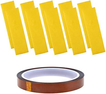 Ivelink 3mm Heating Block Cotton and Kapton Tape Adhesive Gold Tape Heat High Temperature Resistant for 3D Printer (11Pcs, 12mm 33mm)