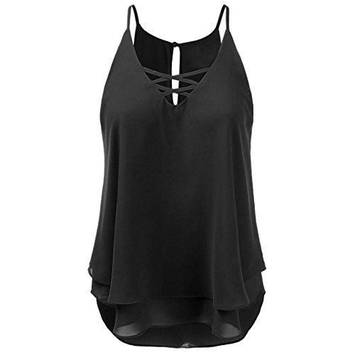 Ankola Women Tank Tops, Women Summer Sleeveless Boho White Casual V Neck Vest Tank Tops Blouse T-Shirt Women Beach Wear (XL, Black 2)