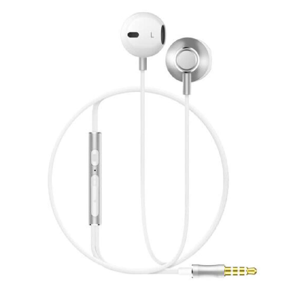 Noise Isolating In Ear Earphones Headphones with Microphone Pure Sound Powerful Bass Wired Earbuds Headset Compatible with iPhone iPad Samsung Honor Huawei Galaxy-(Gray)