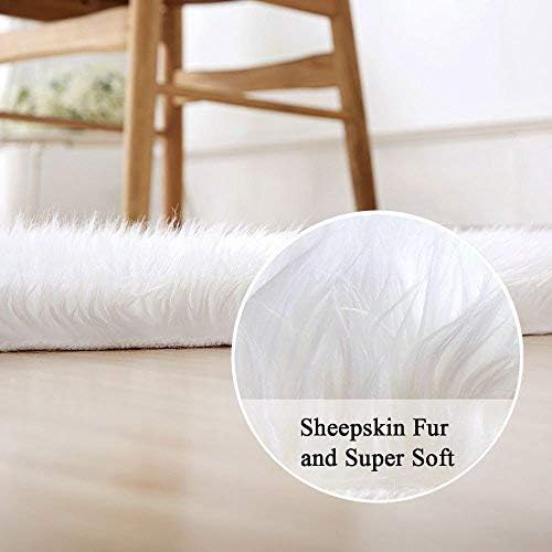 Cumay Faux lambskin sheepskin rug (23.6 x 35.4inch (W) x (L)), lambskin imitation rug, longhair fur, Leather Polyester - Image 4