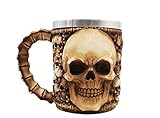 VOTENVO Stainless Steel Liner Drinking Cup Skull Beer Cup Halloween Beer Mug for Men, Halloween Xmas Decor for Home (Polyresin)