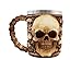 VOTENVO Stainless Steel Liner Drinking Cup Skull Beer Cup Halloween Beer Mug for Men, Halloween Xmas Decor for Home (Polyresin)