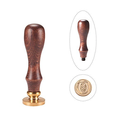 PandaHall Elite 1 Piece DIY Wooden Wax Seal Stamp,Alphabet Scrapbook Brass Stamps and Wood Handle Sets, Letter O, 25x14mm 75mm