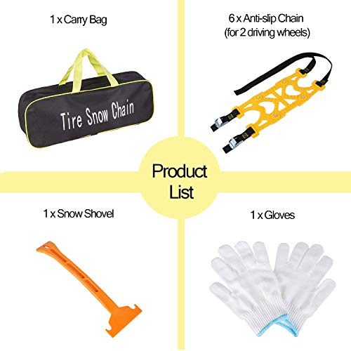 MONODEAL Snow Tire Trains, Durable Anti-Slip Snow Trains for Car, SUV, Van, Pickup Trucks, Universal Anti Skid Tire Chains for Emergencies and Occasional Use - Thumbnail 3