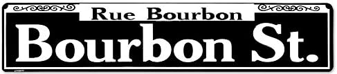 Rue Bourbon Tin Sign 24 x 5in