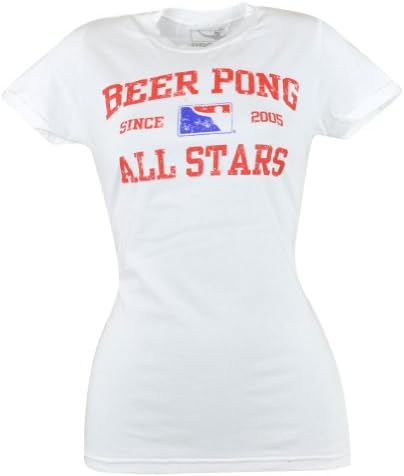 Beer Pong All Stars Since 2005 T-shirt Novelty Fashion Graphic Tee Women Fit (S)
