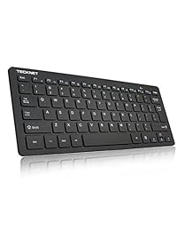 Teclado inalámbrico, TeckNet Ultra Slim 2.4G USB inalámbrico teclado con diseño de teclas de acceso rápido para Android Smart TV & Windows 10 8 7 XP Vista (disposición del teclado de EE. UU.), Negro