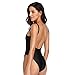 Dixperfect Women's Retro 80s/90s Inspired High Cut One Piece Swimwear Bathing Suit (L, Black)