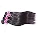 Perstar 8A Grade Brazilian Virgin Hair Straight Remy Hair 4 Bundles Remy Human Hair Weaves Natural Black (18 20 22 24, Natural Color)