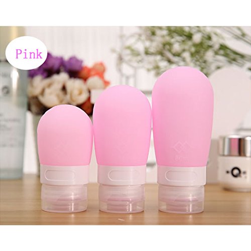 IDS 3 Pack Soft Silicone Travel Carry-on Bottles Containers, Pink (38ml/60ml/80ml)