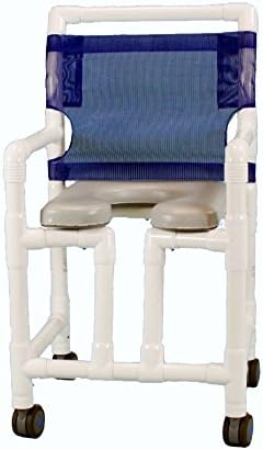 Care Products 530TWSO-RB Open Front Shower Chair with 18" Soft Seat, 3" EZ Clean All Locking Twin Wheel Casters, 38" Height, 18" width, 21" Length