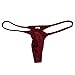 Jaxu Men's Micro Thong Drawing String Mini Bikini Guys Underwear Narrow Pouch Male Shiny T-Back Lingerie Wine Red M