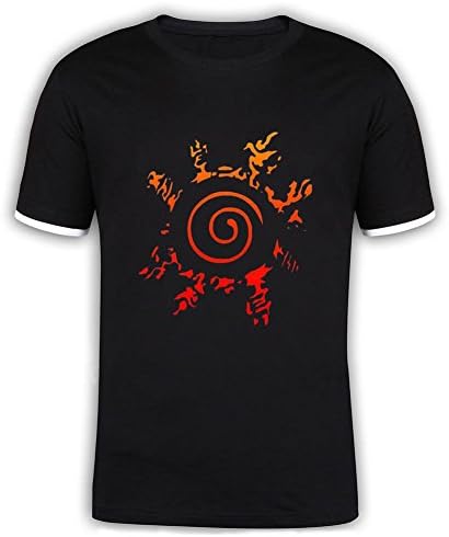 Jidig Man Naruto Uzumaki Symbol Poster Mercerized Cotton T Shirt Black S