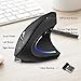 Ergonomic Mouse,Vertical Wireless Mouse, Rechargeable 2.4G High Precision Optical Vertical Mouse, 3 Adjustable DPI Levels, 6 Buttons Laptop,PC,Computer,Desktop,Notebook 【Large Hands】- Black