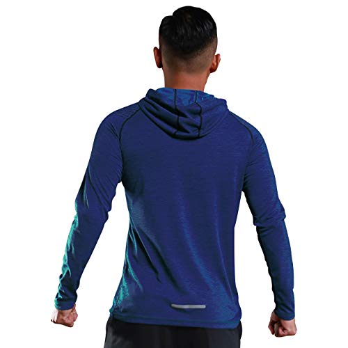 Gerlobal Mens Gym Workout Active Muscle Bodybuilding Long Sleeve Hoodies Casual Hooded Sweatshirts Royal Blue Large