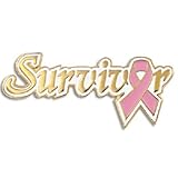 PinMart Breast Cancer Survivor Pink Awareness Ribbon Enamel Lapel Pin 1-1/8
