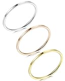LOYALLOOK 1mm Stainless Steel Women's Plain Band Stacking Midi Rings Comfort Fit Wedding Band Ring Flat 10#