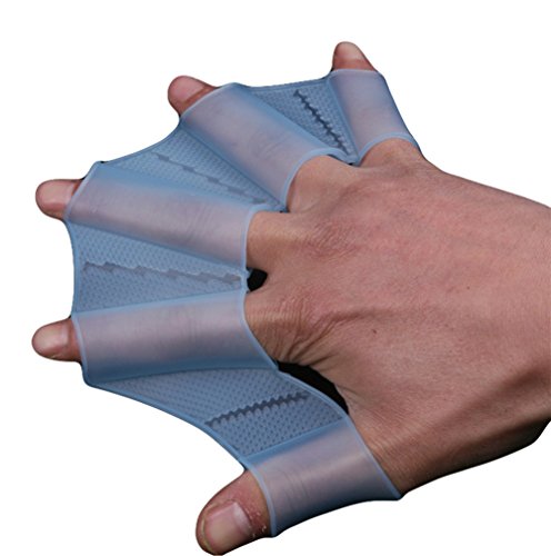 Hosaire 1pair Swimming Gloves Frog Soft Silicone Swimming Fins Flippers Frog Blue