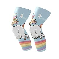 LORVIES Happy Unicorn On Rainbow Knee Brace, Knee Compression Sleeve Support for Running, Arthritis, Meniscus Tear, Sports, Joint Pain Relief and Injury Recovery