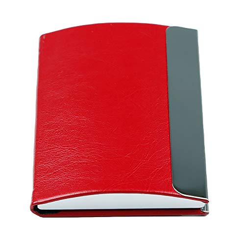 Essential Red Business Card Holder - Professional Presentation Every Time - Soft Touch Leather/Magnetic Closure Keeps Business Cards Secure - PU Leather Business Card Case for Women/Men - Thumbnail 4