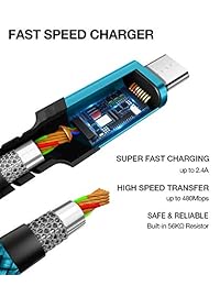 Micro USB Charger Cable, JSAUX (3-Pack 3.3ft+6.6ft+10ft) Android Charger Micro USB to USB A Nylon Braided Cord Compatible with Samsung Galaxy S6 S7 Edge Note 5, Kindle and More-Green