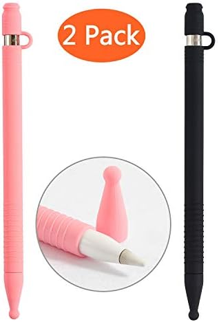 meiyasy Silicone Case for Apple Pencil Holder Sleeve Skin Pocket Cover Accessories for iPad Pro 9.7/10.5/12.9, Soft Grip Pouch with Charging Cap Holder and Protective Nib Covers (Black + Pink)