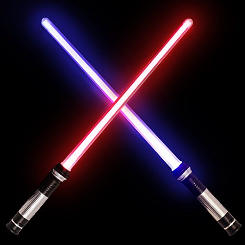 Light Saber Laser Sword 2 in 1 LED Lightsaber Party Favor Set with Light and Sound Effect 26inch
