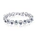 Feraco Blue Tennis Cubic Zirconia Bracelet for Mom Daughter Womens Classic 14K Plated Sapphire Bangle Crystal Valentine's Day Jewelry Gifts