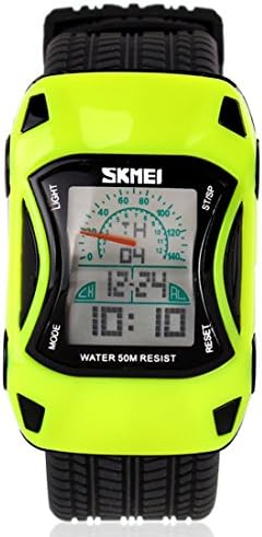 GRyiyi Kids Watch Sport Car Shape LED Watch Waterproof Digital Watch for Kids, Apple Green