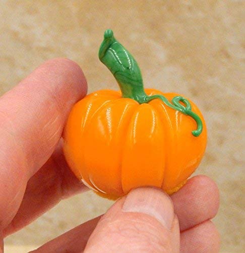 Pumpkin Art Glass Mango Chocolate Halloween Handmade Gift Seasonal Gourd Table Décor Fall Autumn
