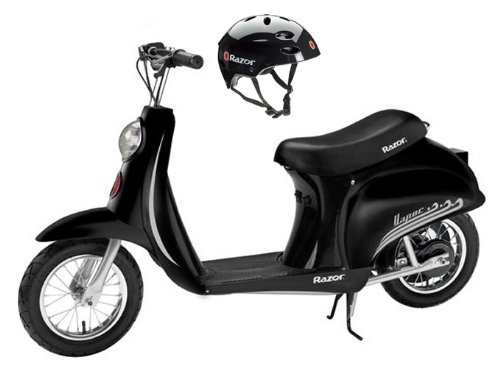 Razor Pocket Mod Vapor Electric Scooter (Black) & Youth Sport Helmet (Black)