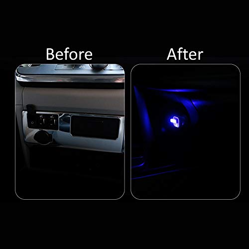 USB Atmosphere Light, Mini USB Led Car Interior Ambient Lighting Decoration Night Light Automotive Decorative Led Lamp with USB Adapter Fits for Cars Vehicle SUV Truck SUV RV Automobile (8 pcs, Mixed)