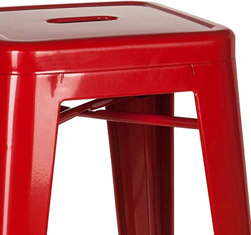 hjh OFFICE 645011 Barhocker VANTAGGIO HIGH Metall Rot Retro-Hocker im Industry-Design, stapelbar – Bild 3