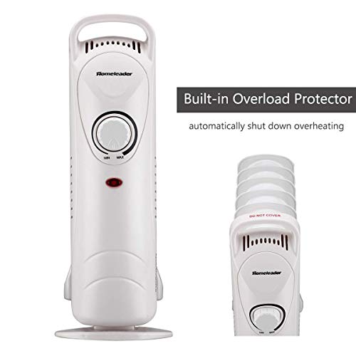 Homeleader Oil Filled Radiator Heater, Portable Overheating Protection Oil Heater, for Home and Office, White - Thumbnail 3
