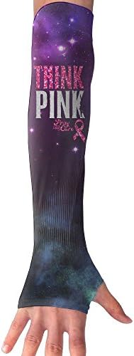 Think Pink Ribbon Pray Cure Breast Cancer Awareness Sports Cooling Arm Sleeves Sun Block UV Protection Hands Arm Cover Long Arm Sleeve Glove For All Outdoor Activities Skin Protection