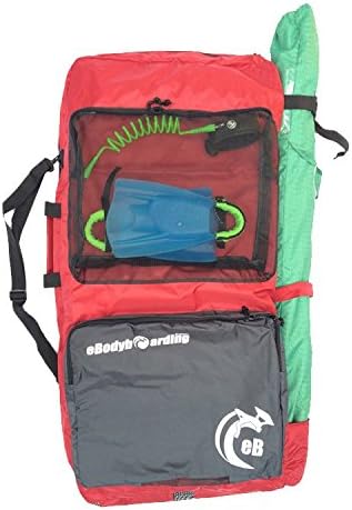 eBodyboarding.com 2-Board Bag with Umbrella Holder - Red with Grey Pockets