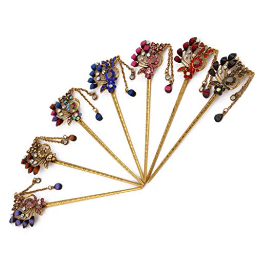 cici store Bride Hairpins Floral Classical Vintage Jewelry Headdress Wedding Ancient Sticks - Thumbnail 2