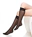 EABERN Women's Silky Sheer Knee High Trouser Socks Reinforced Toe 6 Pairs(Black)