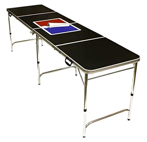 image for 8' Folding Beer Pong Table with Bottle Opener, Ball Rack and 6 Pong Ba