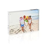 TWING Acrylic Photo Frame - 5x7 inches 4 Magnet Double Sided Photo Frame With Microfiber Cloth,12 + 12MM Thickness Clear Picture Frame Desktop Display